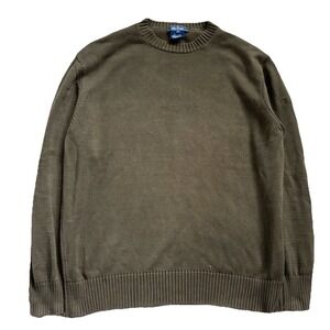 Vtg Faconnable 100% Cotton Knit Crewneck Sweater Men M Olive Green Made in Italy